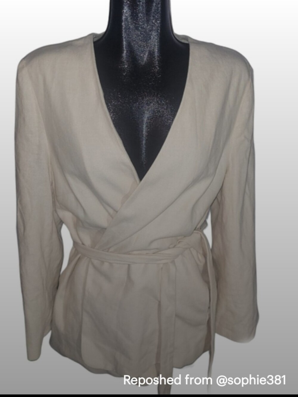 Ivory Linen Tie-Waist Jacket